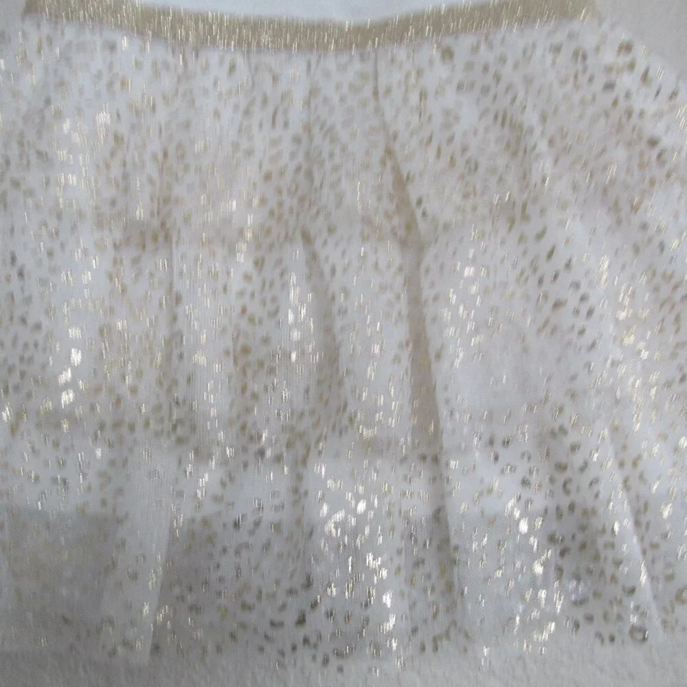 Childrens Place Sleeveless Tulle Dress Girls Size 12-18M White Cream Gold‎ Lined